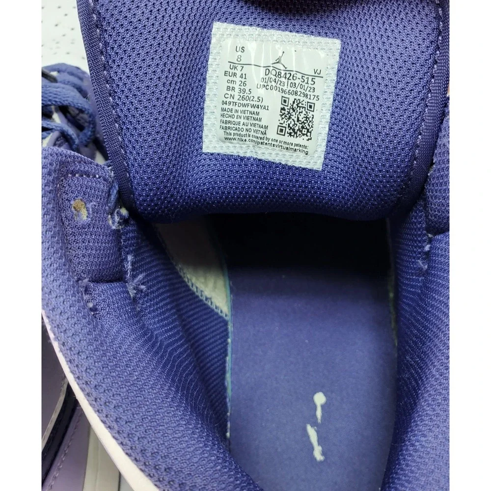 Nike Air Jordan 1 Mid Sky J‎ Purple Men Sz 8 Basketball Sneakers DQ8426-515